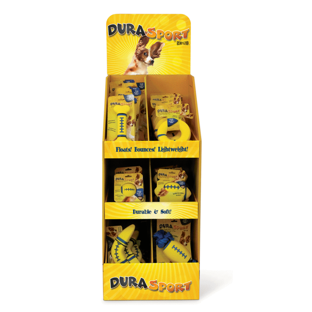 playful dog toy floor display