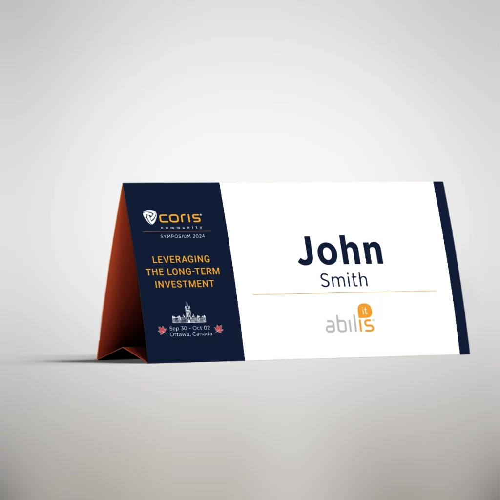 Table name tag design for 2024 Abilis Symposium