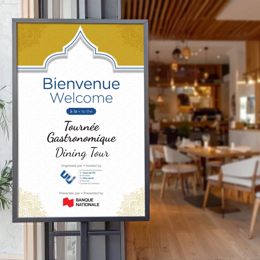 Welcome sign for Souper Tournant event – West Island Chamber of Commerce
